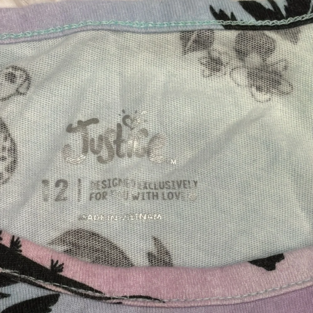 JUSTICE Tropical Tank Top | Girls Size 12 | Palm Trees, Sea Turtles & Hibiscus